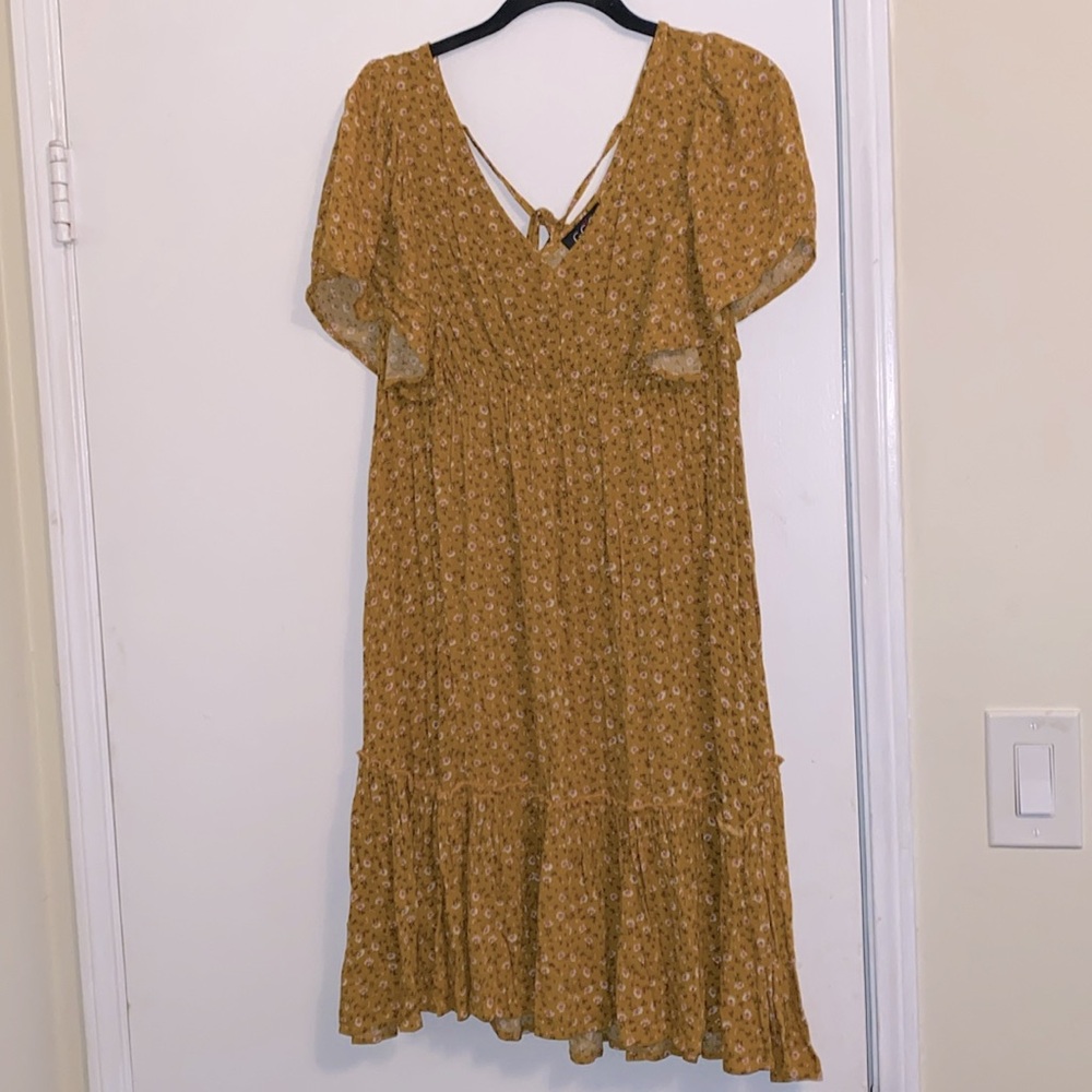 GIGIO boho mustard floral print dress - Picture 6 of 11
